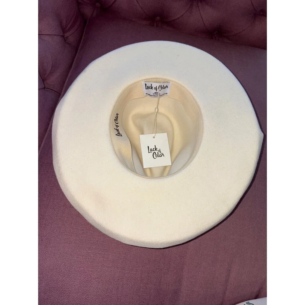 Lack of Color Melodic Fedora Hat in Ivory Medium 57 cm New Beach western